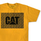 Camiseta masculina Caterpillar com estampa de diamante e logotipo gráfico, tamanho médio, amarela