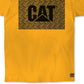 Camiseta masculina Caterpillar com estampa de diamante e logotipo gráfico, tamanho médio, amarela