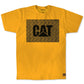 Camiseta masculina Caterpillar com estampa de diamante e logotipo gráfico, tamanho XX-G, amarela