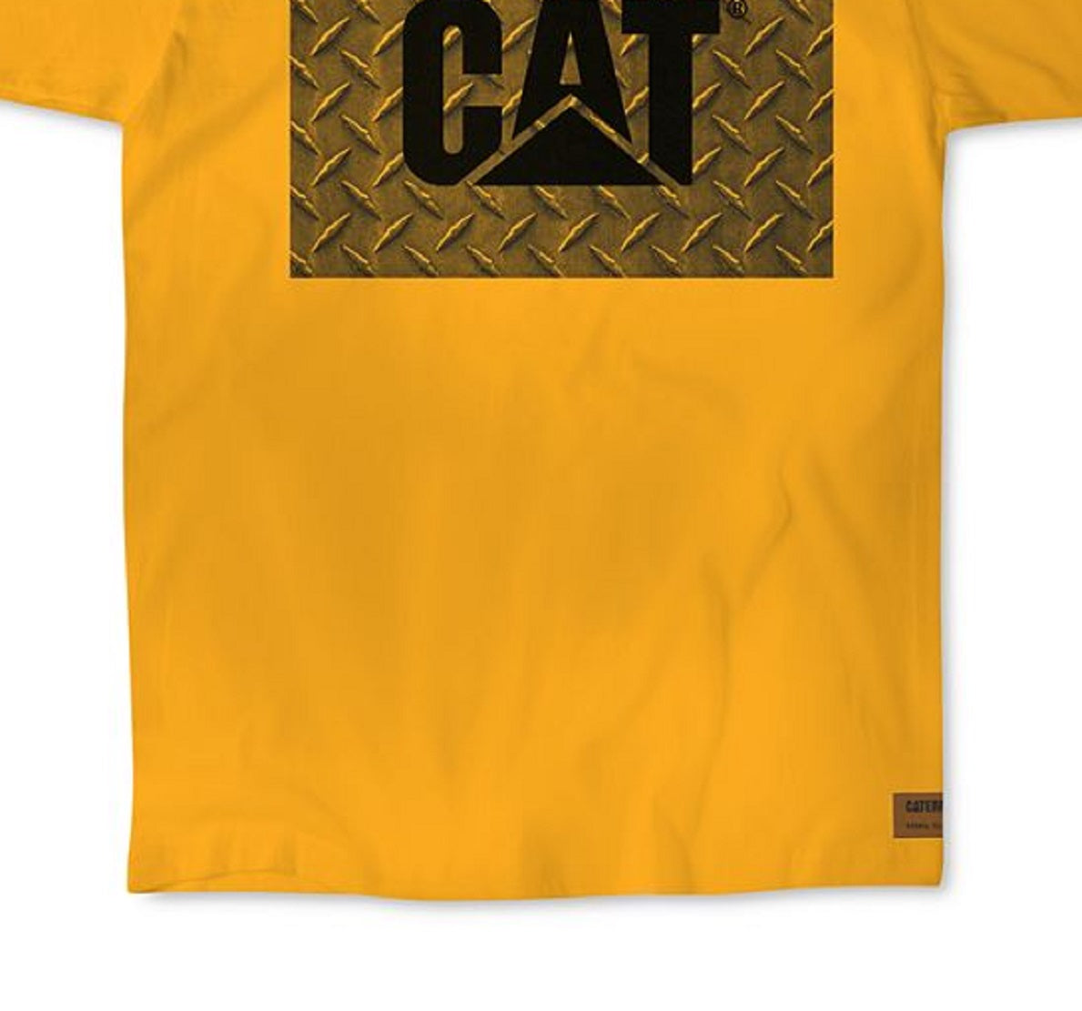 Camiseta masculina Caterpillar com estampa de diamante e logotipo gráfico, tamanho XX-G, amarela
