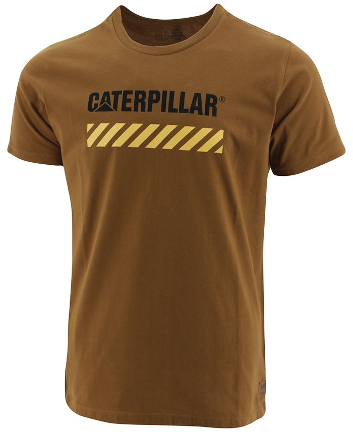 Camiseta masculina Caterpillar Work Area com logotipo gráfico, marrom, tamanho GG