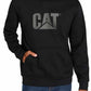 Moletom com capuz estampado com logotipo da Caterpillar Foundation masculino, preto, tamanho médio