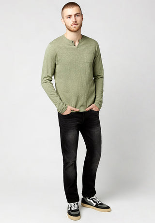 Camisa masculina Buffalo David Bitton Kattie Slub Henley verde tamanho XX-G