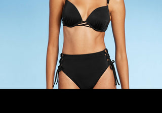 Top de biquíni push-up feminino com alça dupla Shade &amp; Shore preto 34C