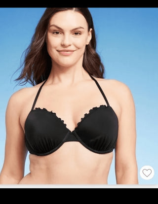 Top de biquíni feminino com babados levemente forrados Shade &amp; Shore preto 34D