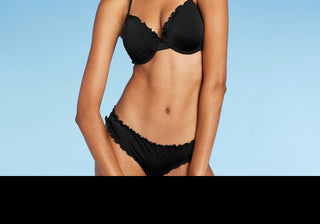 Top de biquíni feminino com babados levemente forrados Shade &amp; Shore preto 34D