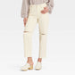 Calça jeans feminina Universal Thread de cintura super alta, vintage, reta, off-white, comprimento 16