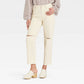 Calça jeans feminina Universal Thread de cintura super alta, vintage, reta, off-white, comprimento 16