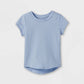 Camiseta de manga curta de malha lisa Cat &amp; Jack para meninas, azul claro, 3T