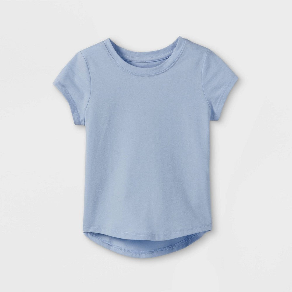Camiseta de manga curta de malha lisa Cat &amp; Jack para meninas, azul claro, 3T