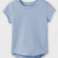 Camiseta de manga curta de malha lisa Cat &amp; Jack para meninas, azul claro, 3T