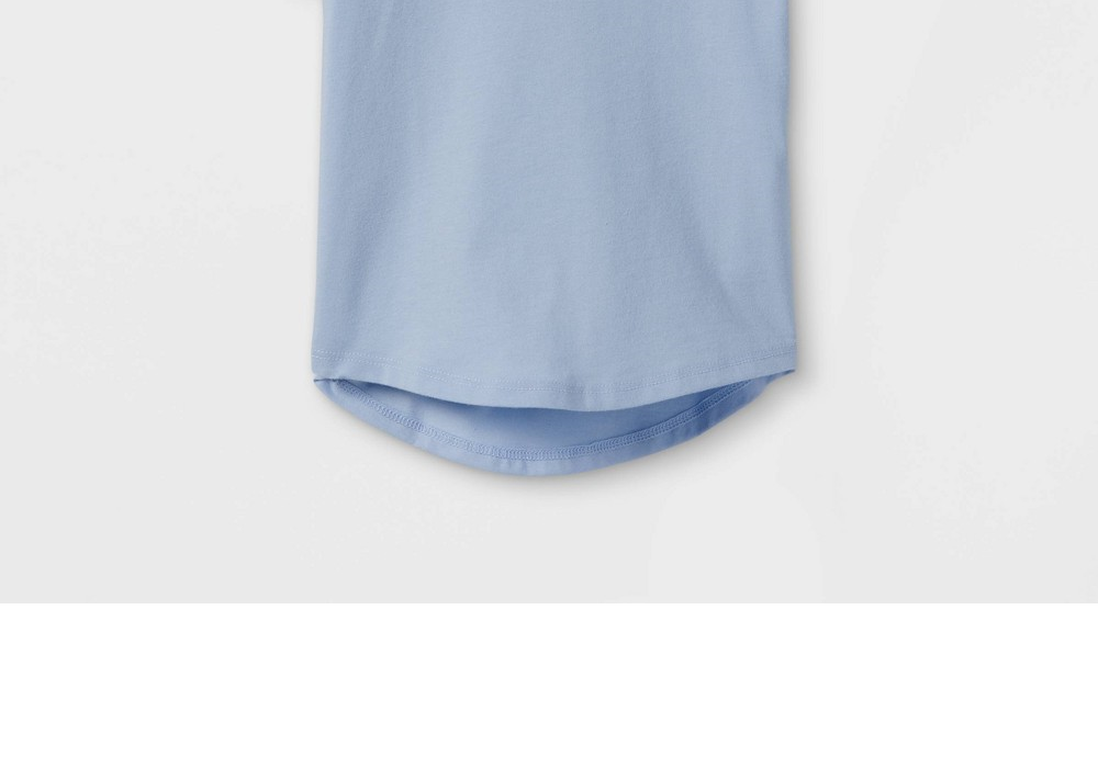 Camiseta de manga curta de malha lisa Cat &amp; Jack para meninas, azul claro, 3T