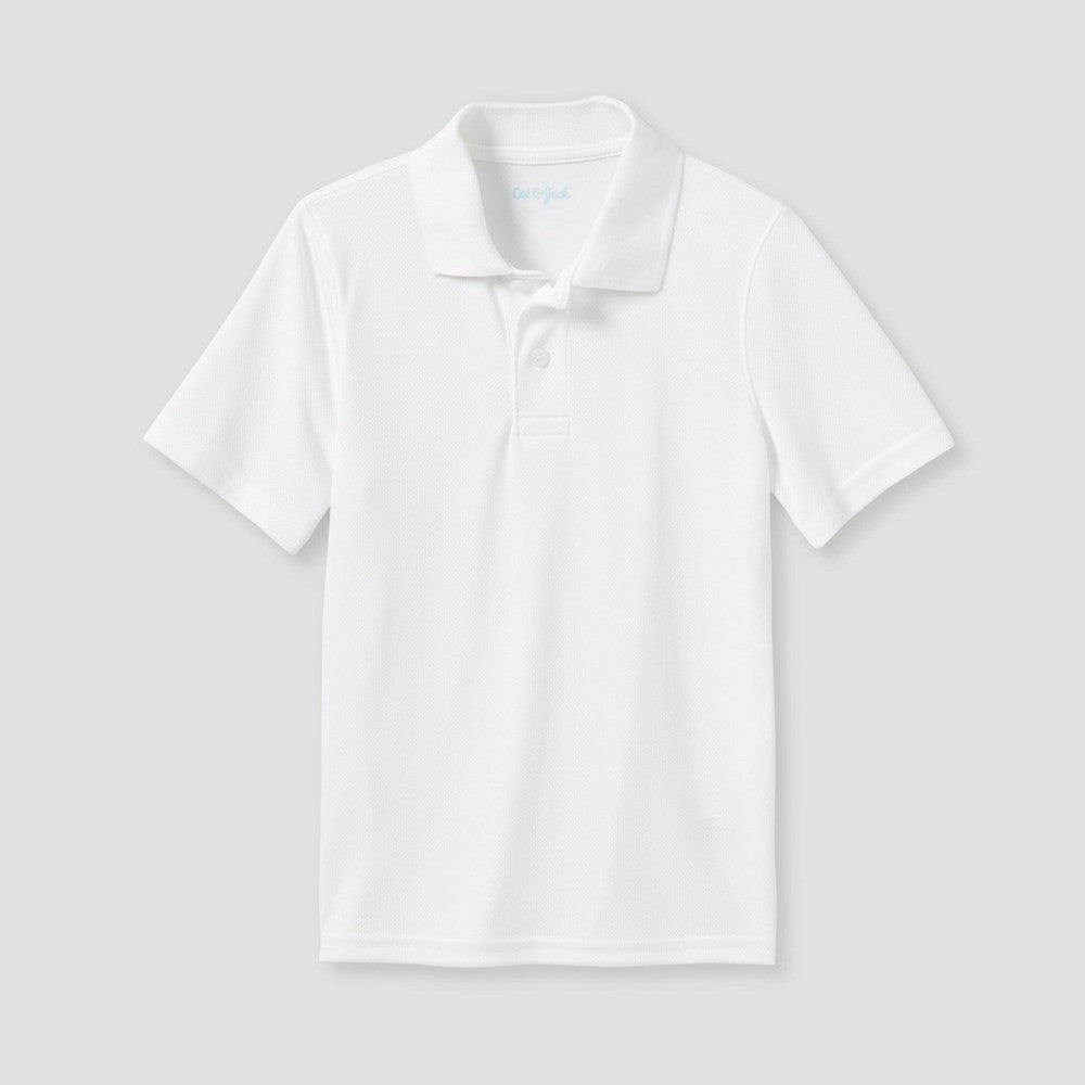 Camisa polo infantil Cat &amp; Jack Performance de manga curta, branca, tamanho XS