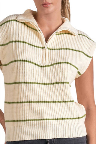 Elan - Suéter listrado com zíper frontal