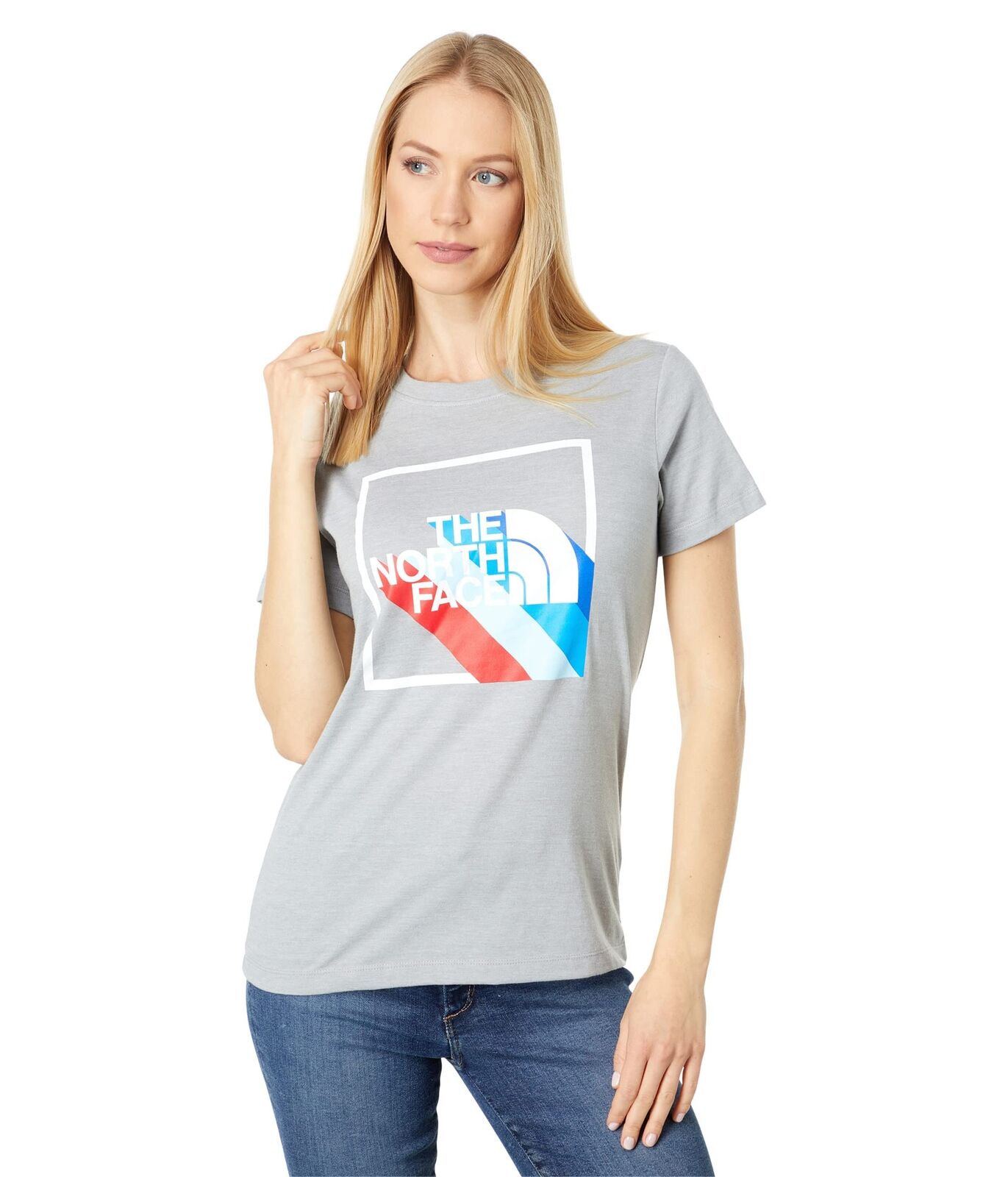 Camiseta feminina The North Face Tri Blend manga curta cinza tamanho XX-G