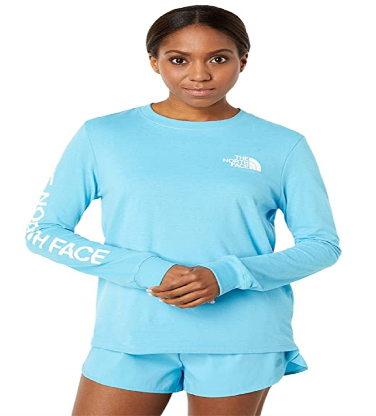 Camiseta feminina The North Face Brand Proud manga comprida azul tamanho pequeno