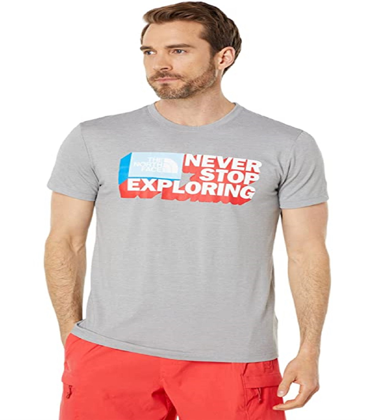 Camiseta masculina de manga curta The North Face Americana Tri Blend, cinza, tamanho XX-G