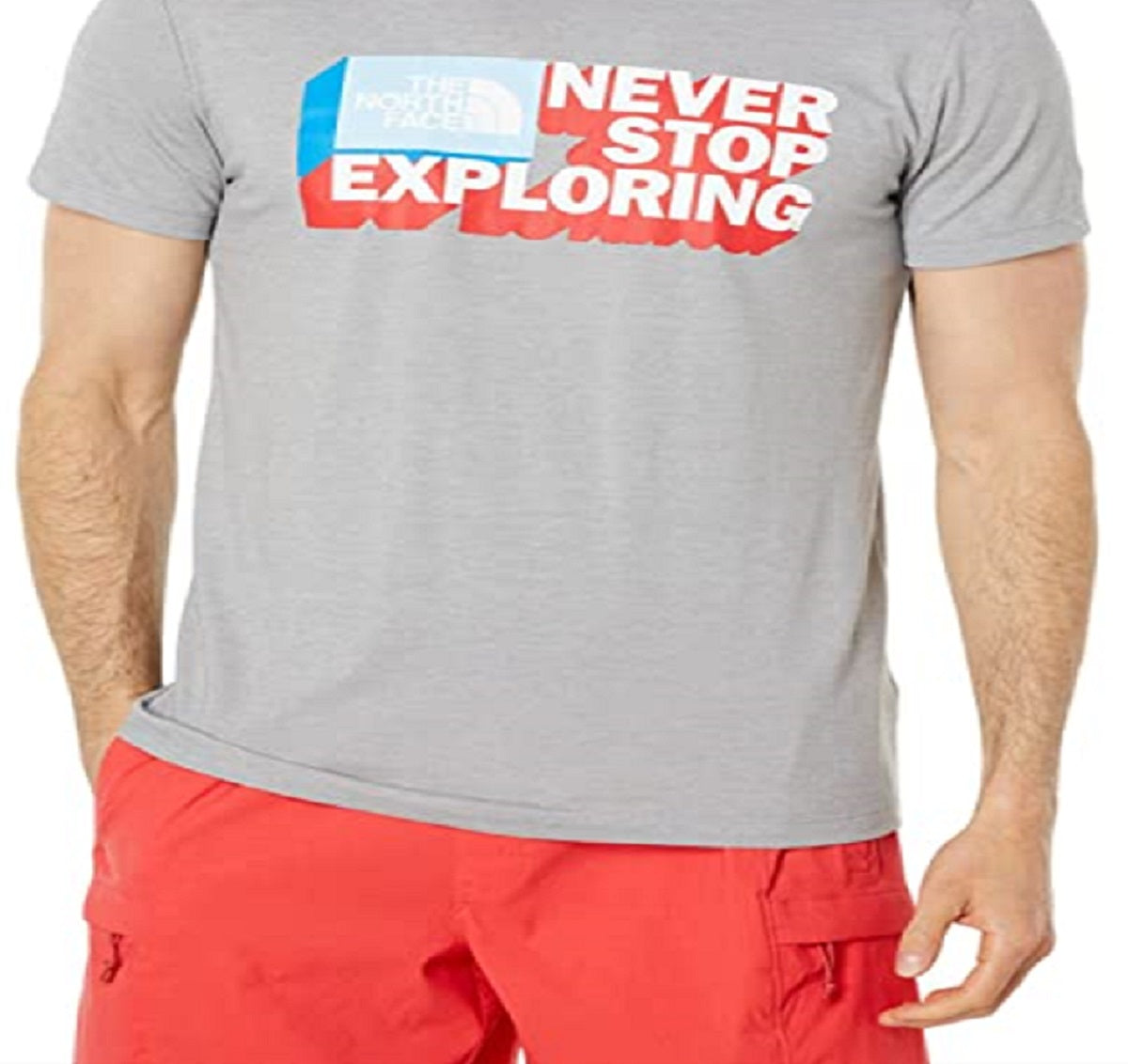 Camiseta masculina de manga curta The North Face Americana Tri Blend, cinza, tamanho XX-G