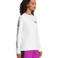 Camiseta feminina The North Face Hit Graphic de manga comprida, branca, tamanho X-S