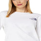 Camiseta feminina The North Face Hit Graphic de manga comprida, branca, tamanho pequeno