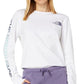 Camiseta feminina The North Face Hit Graphic de manga comprida, branca, tamanho médio