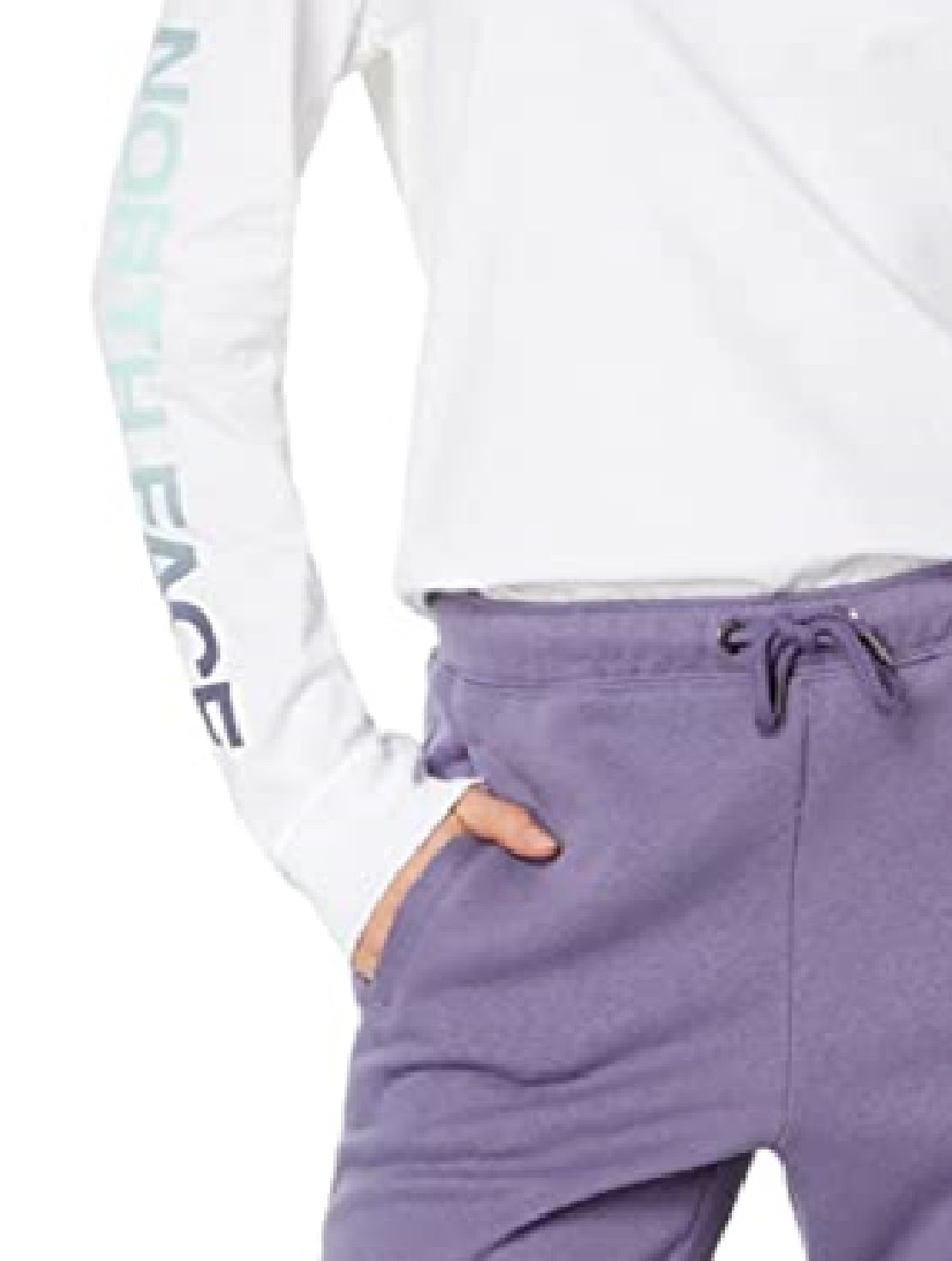 Camiseta feminina The North Face Hit Graphic de manga comprida, branca, tamanho grande