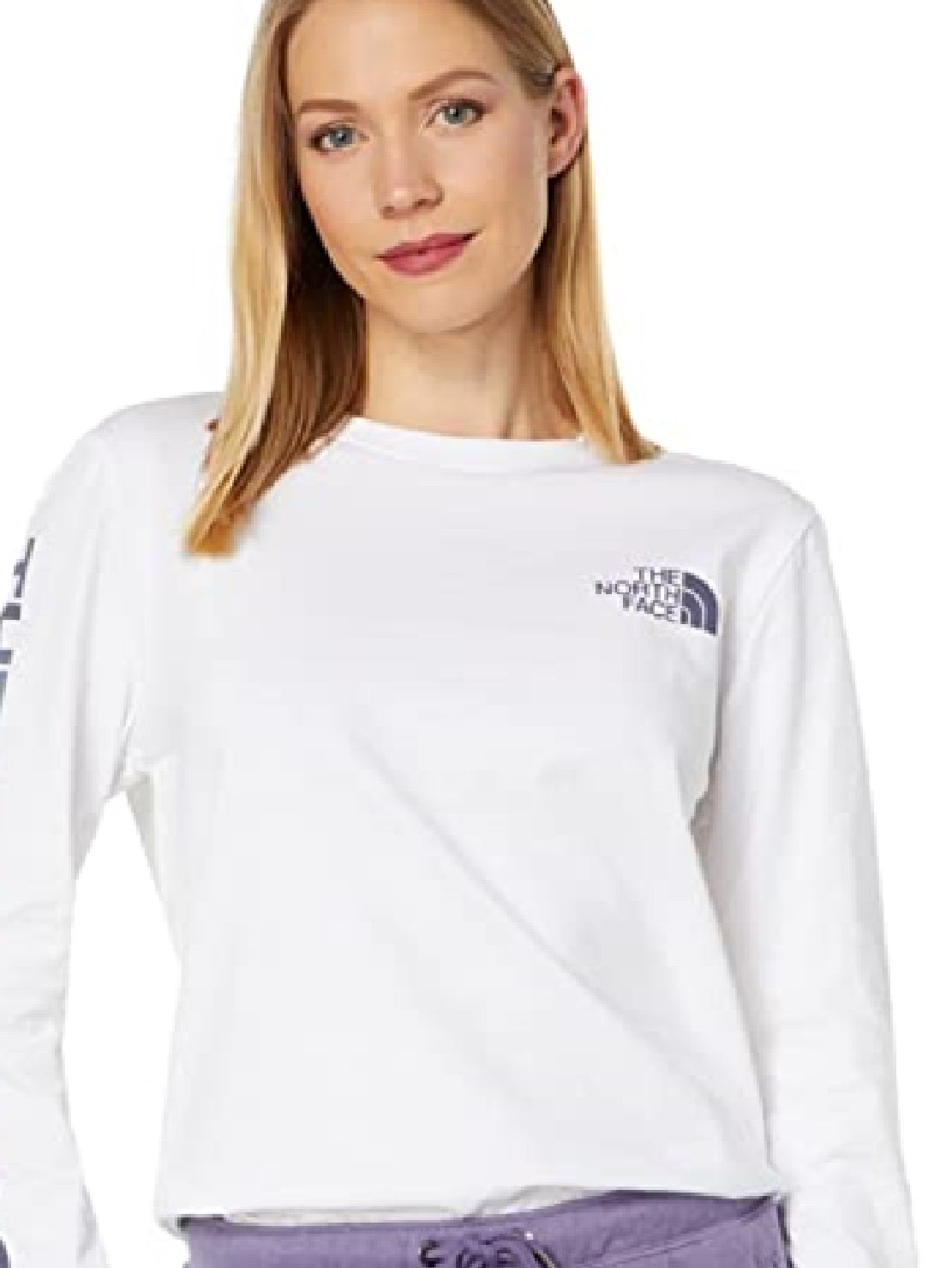 Camiseta feminina The North Face Hit Graphic de manga comprida, branca, tamanho X-G