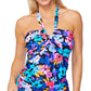 Island Escape Lux Halter Tankini Top Maiô Feminino Preto Tamanho 12