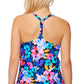 Island Escape Tankini Top Feminino com Aro e Costas em T, Preto, Tamanho 6