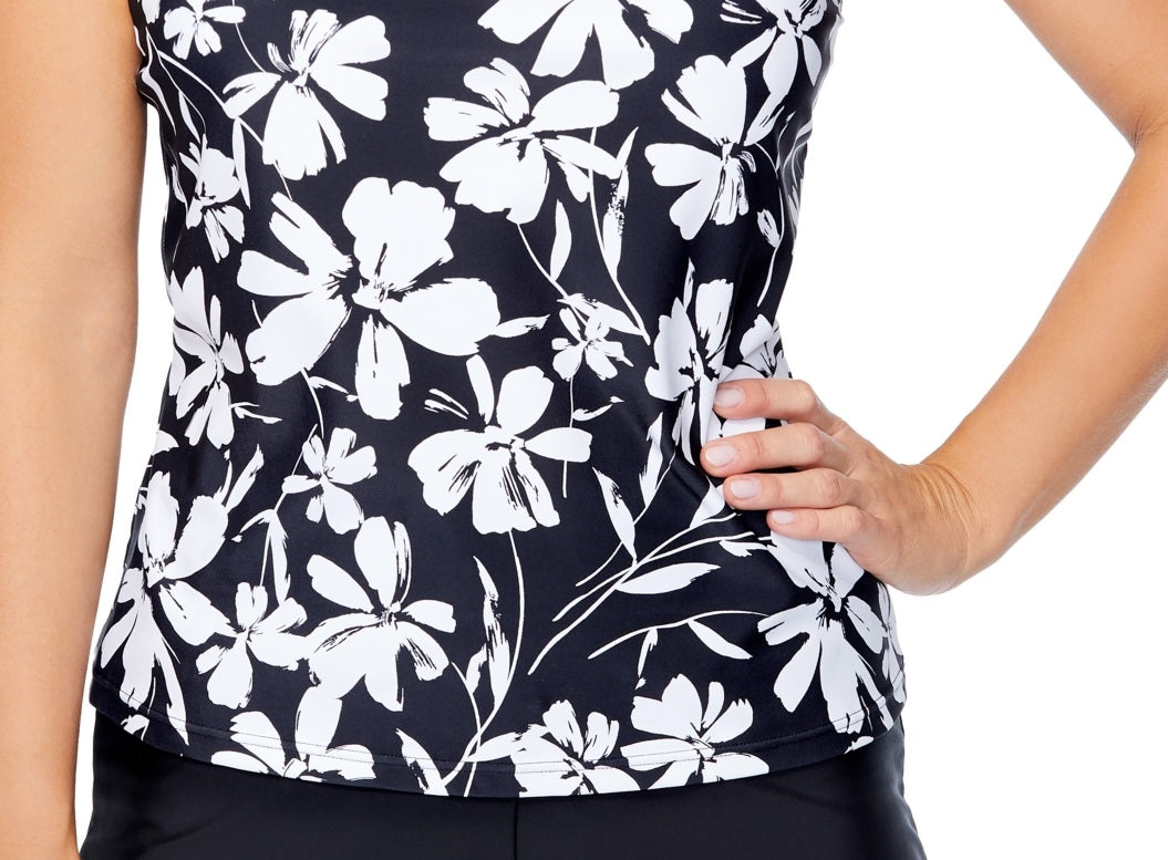 Island Escape feminino Cali Underwire Tankini Top Maiô Preto Tamanho 12