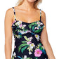 Island Escape Tahiti conversível top tankini maiô feminino preto tamanho 10