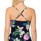 Island Escape Tahiti conversível top tankini maiô feminino preto tamanho 10