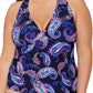 Top tankini com aro e estampa paisley plus size feminino Island Escape, preto
