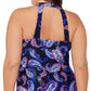 Top tankini com aro e estampa paisley feminino Island Escape, preto, tamanho 24W