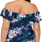Top tankini com aro e estampa floral La Flor Island Escape feminino, preto, tamanho 18W