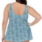Maiô feminino estampado Lucia, tamanho grande, da Raisins Curve, azul, tamanho 14W