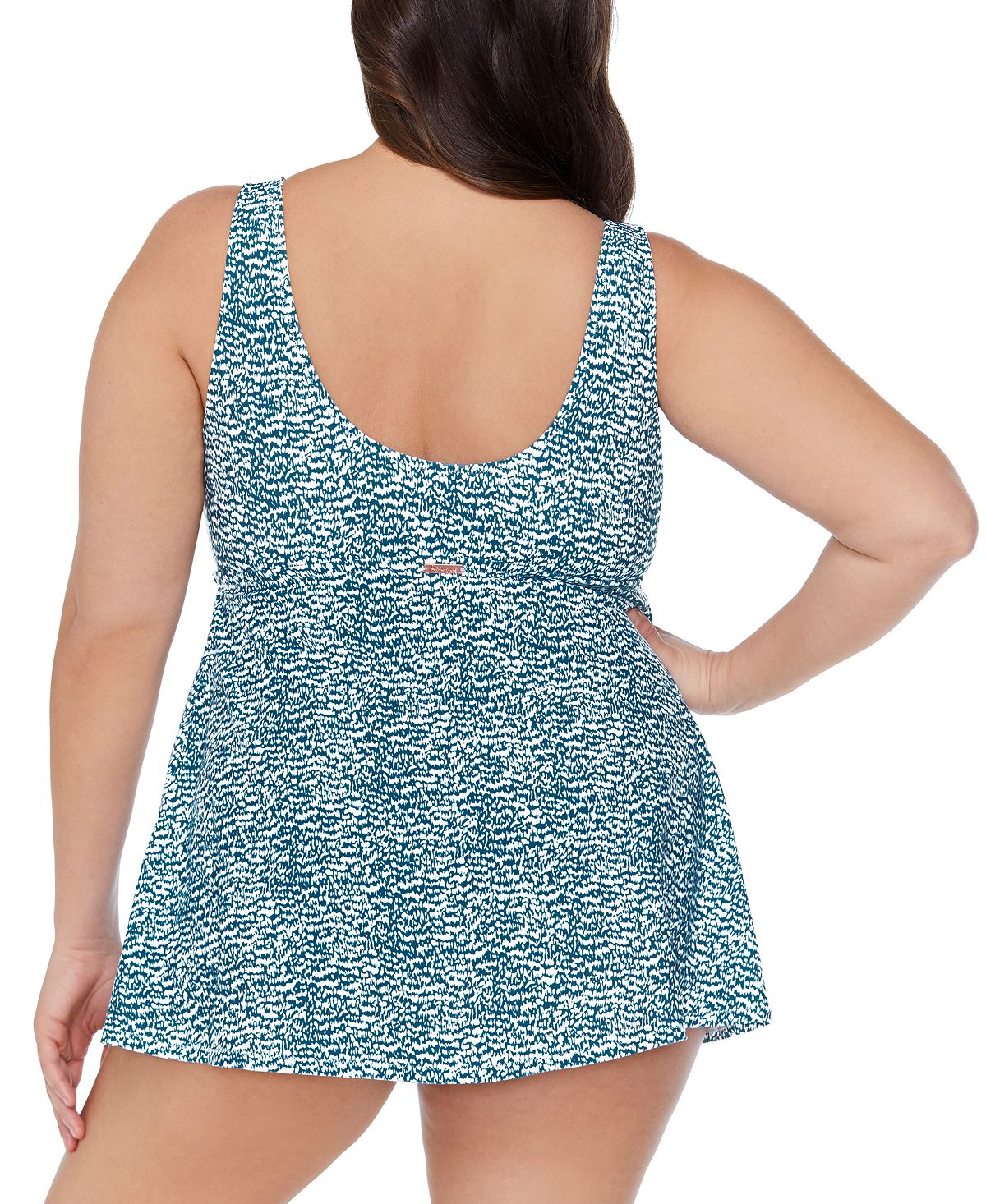 Maiô feminino estampado Lucia, tamanho grande, da Raisins Curve, azul, tamanho 14W
