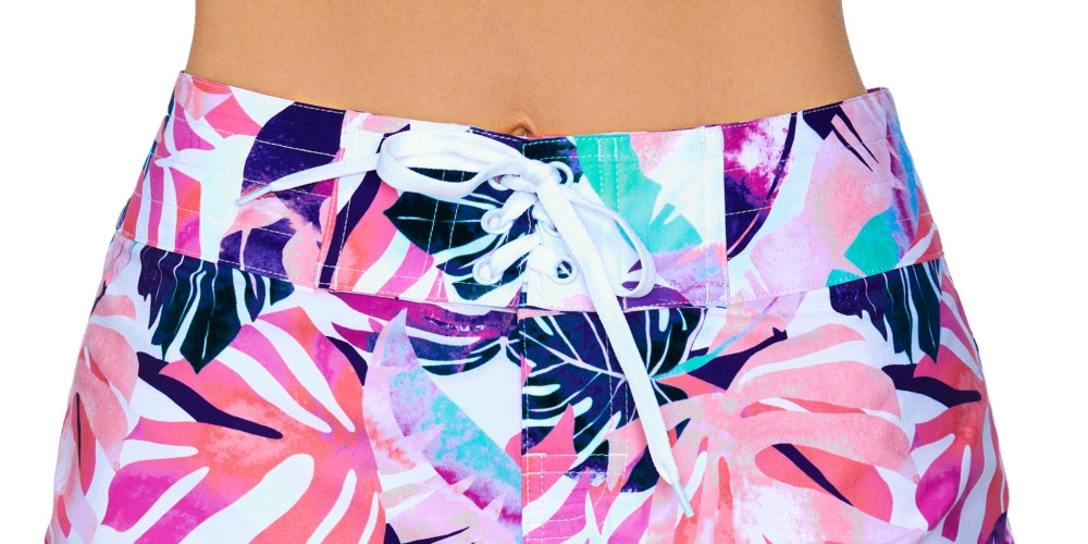 Bermuda de praia feminina Island Escape, traje de banho branco