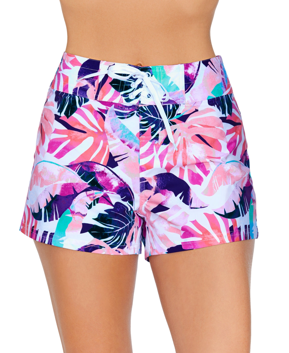 Bermuda de praia feminina Island Escape, traje de banho branco