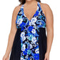 Vestido de banho feminino com aro estampado Island Escape Plus, preto