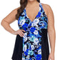 Vestido de banho feminino com aro estampado Island Escape Plus, preto