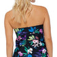 Maiô feminino Island Escape com estampa floral em camadas e tanquíni conversível, preto, tamanho 10