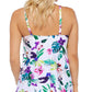 Maiô tankini estampado feminino Island Escape Cape Town, tamanho 8, branco