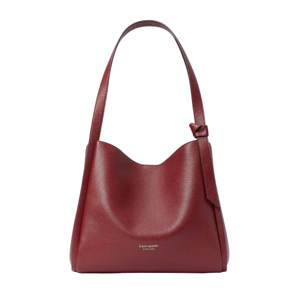 Bolsa de ombro feminina Kate Spade New York Knott em couro granulado, vermelha, tamanho regular