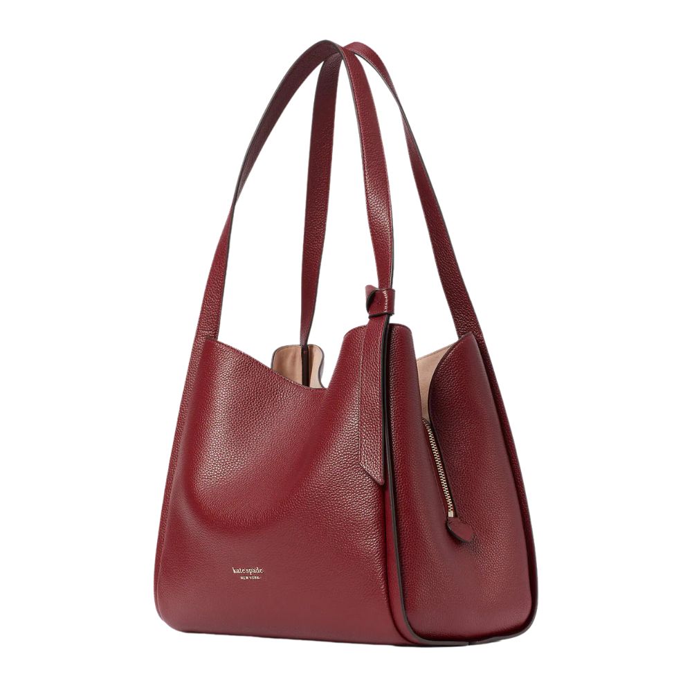 Bolsa de ombro feminina Kate Spade New York Knott em couro granulado, vermelha, tamanho regular