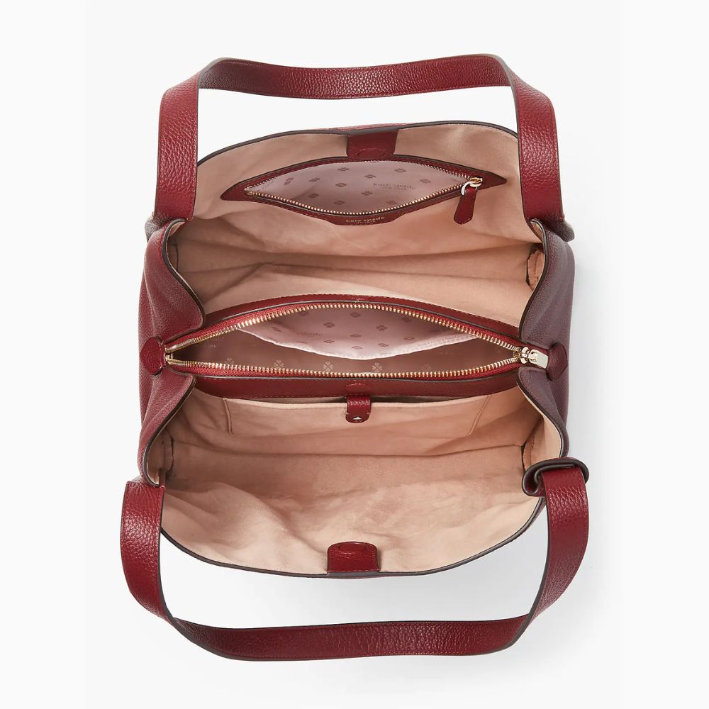 Bolsa de ombro feminina Kate Spade New York Knott em couro granulado, vermelha, tamanho regular