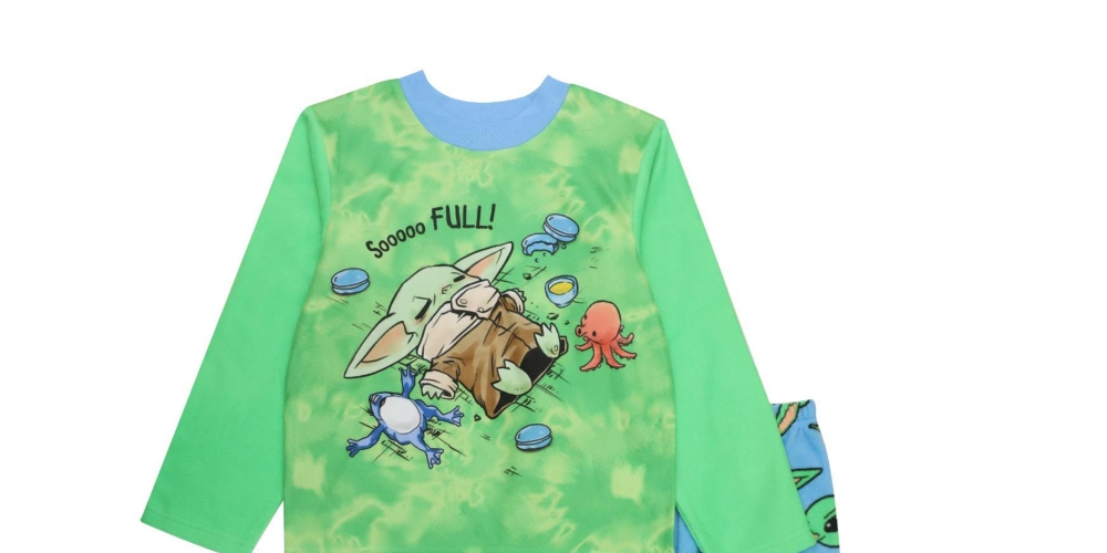 Conjunto de blusa e pijama Mandalorian para meninos AME, 2 peças, verde, tamanho 6