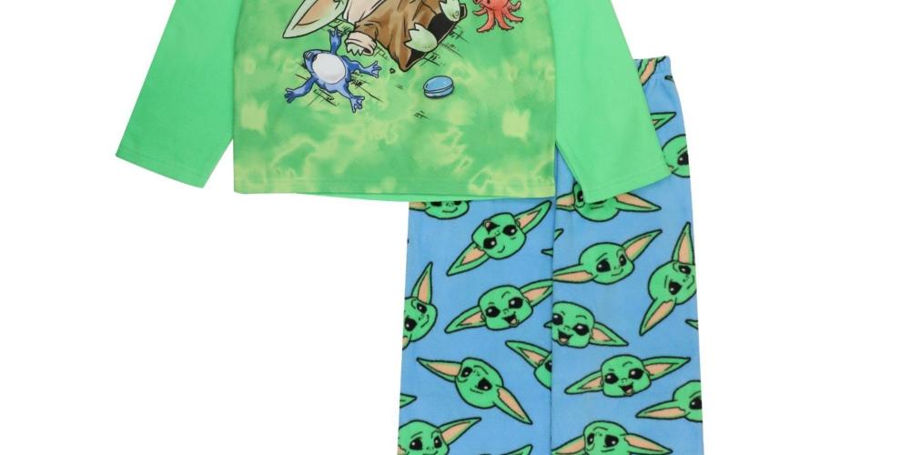 Conjunto de blusa e pijama Mandalorian para meninos AME, 2 peças, verde, tamanho 6