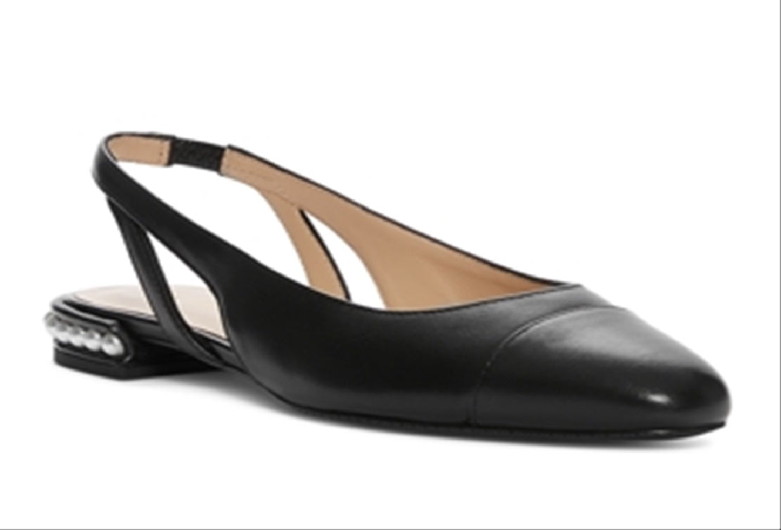 Stuart Weitzman Sapatilhas femininas com detalhes em slingback, pretas, tamanho 8,5 M