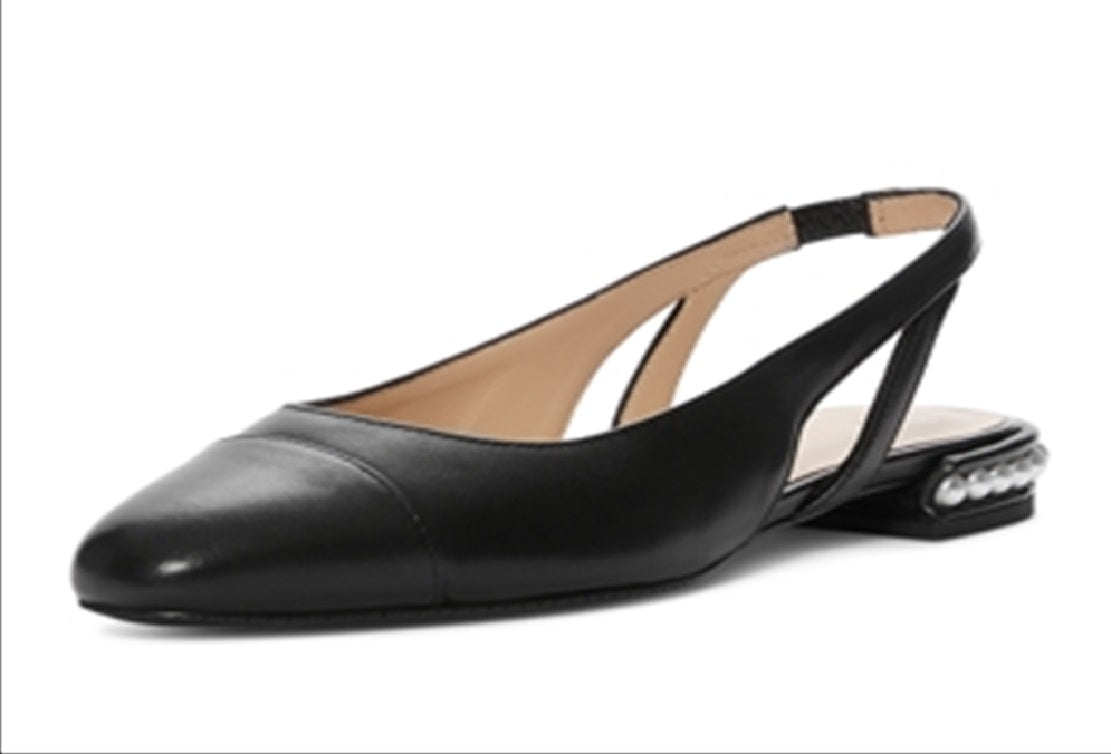 Stuart Weitzman Sapatilhas femininas com detalhes em slingback, pretas, tamanho 8,5 M